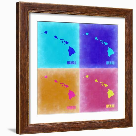 Hawaii Pop Art Map 2-NaxArt-Framed Art Print