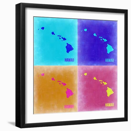Hawaii Pop Art Map 2-NaxArt-Framed Art Print