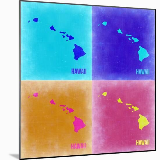 Hawaii Pop Art Map 2-NaxArt-Mounted Premium Giclee Print