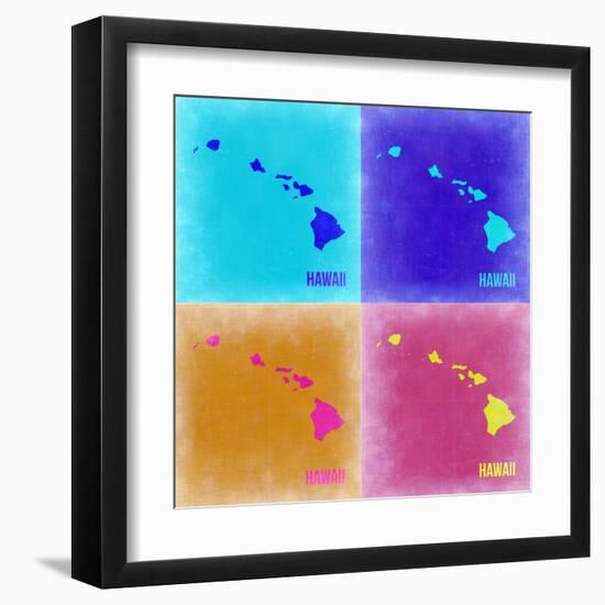 Hawaii Pop Art Map 2-NaxArt-Framed Art Print