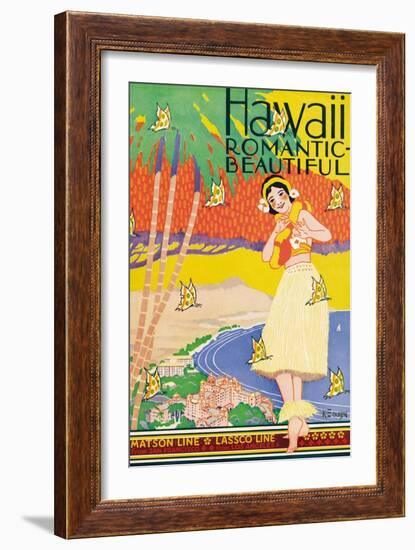 Hawaii, Romantic and Beautiful-Kerne Erickson-Framed Art Print