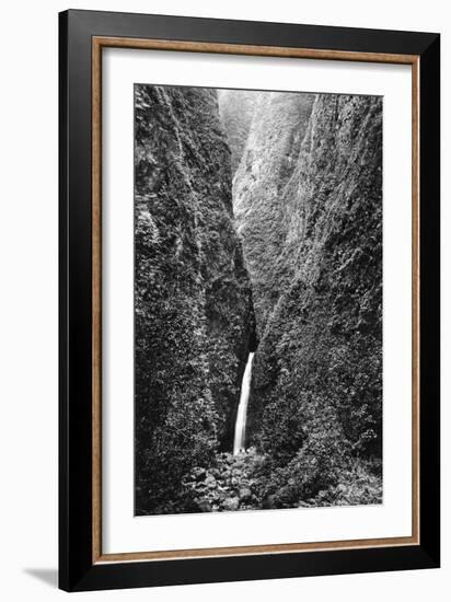 Hawaii - Sacred Falls on Oahu Island-Lantern Press-Framed Art Print