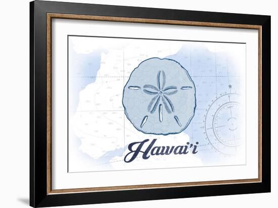 Hawaii - Sand Dollar - Blue - Coastal Icon-Lantern Press-Framed Art Print
