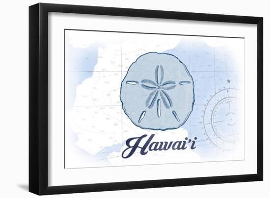 Hawaii - Sand Dollar - Blue - Coastal Icon-Lantern Press-Framed Art Print