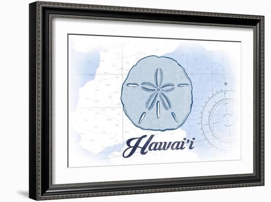 Hawaii - Sand Dollar - Blue - Coastal Icon-Lantern Press-Framed Art Print