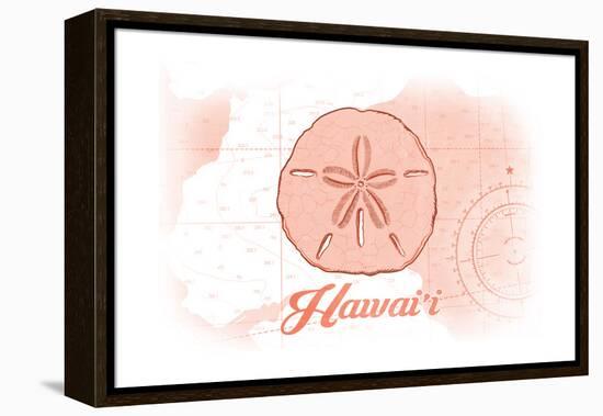 Hawaii - Sand Dollar - Coral - Coastal Icon-Lantern Press-Framed Stretched Canvas