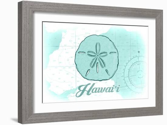 Hawaii - Sand Dollar - Teal - Coastal Icon-Lantern Press-Framed Art Print