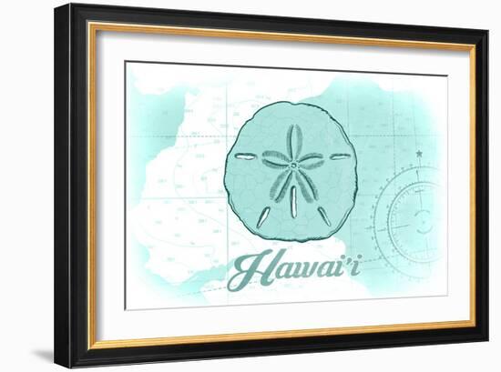 Hawaii - Sand Dollar - Teal - Coastal Icon-Lantern Press-Framed Art Print