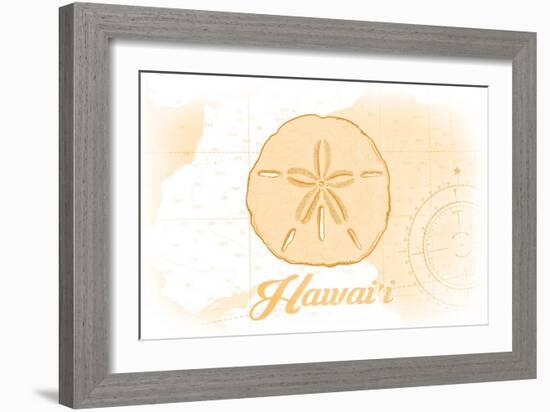 Hawaii - Sand Dollar - Yellow - Coastal Icon-Lantern Press-Framed Art Print