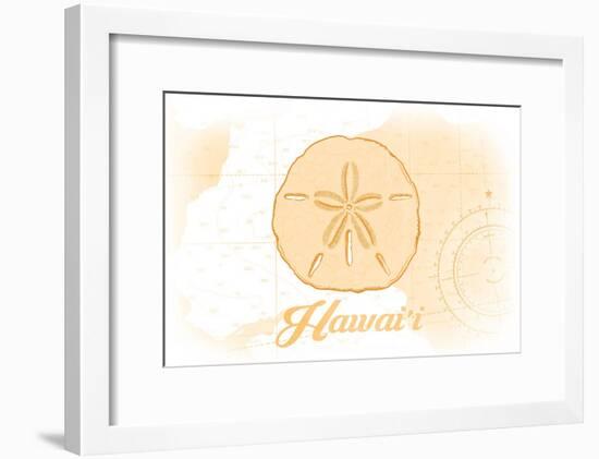 Hawaii - Sand Dollar - Yellow - Coastal Icon-Lantern Press-Framed Art Print