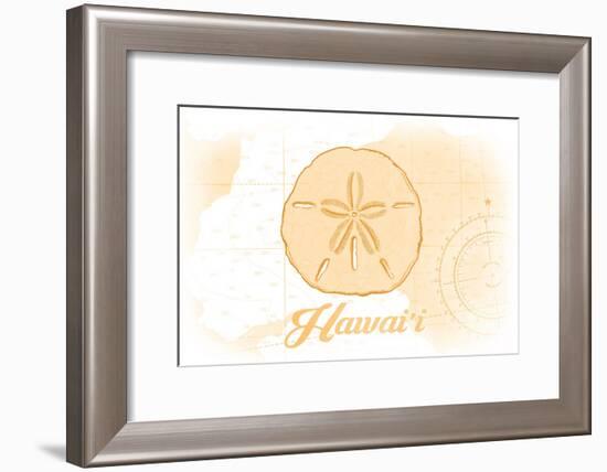 Hawaii - Sand Dollar - Yellow - Coastal Icon-Lantern Press-Framed Art Print