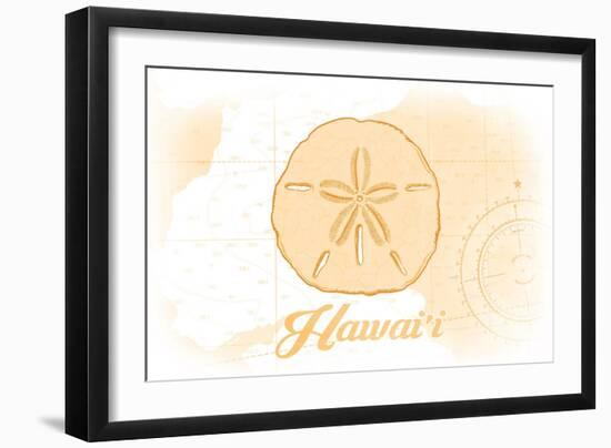 Hawaii - Sand Dollar - Yellow - Coastal Icon-Lantern Press-Framed Art Print