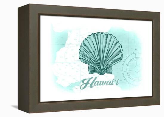 Hawaii - Scallop Shell - Teal - Coastal Icon-Lantern Press-Framed Stretched Canvas