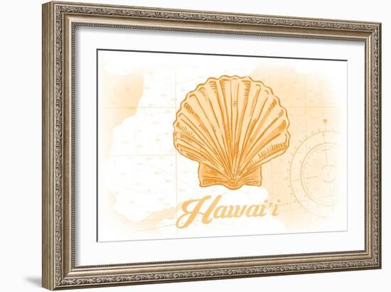 Hawaii - Scallop Shell - Yellow - Coastal Icon-Lantern Press-Framed Art Print