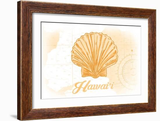 Hawaii - Scallop Shell - Yellow - Coastal Icon-Lantern Press-Framed Art Print