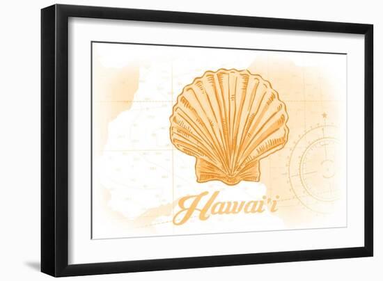 Hawaii - Scallop Shell - Yellow - Coastal Icon-Lantern Press-Framed Art Print