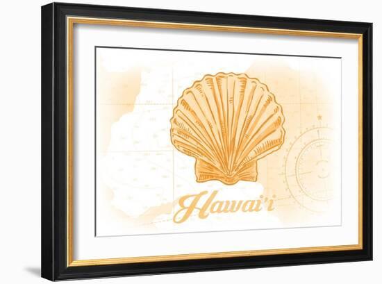 Hawaii - Scallop Shell - Yellow - Coastal Icon-Lantern Press-Framed Art Print