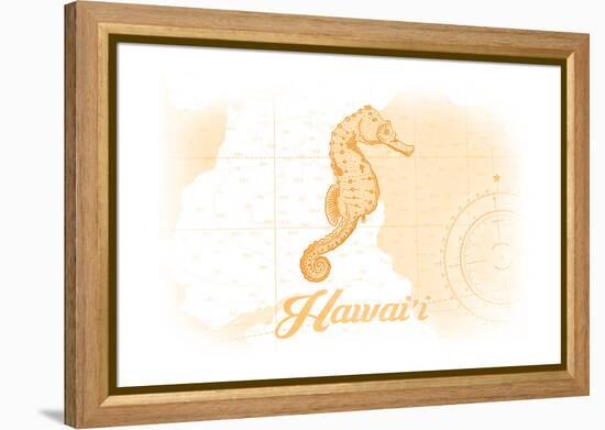 Hawaii - Seahorse - Yellow - Coastal Icon-Lantern Press-Framed Stretched Canvas