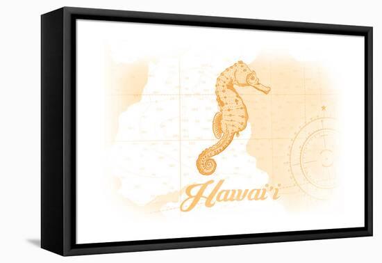 Hawaii - Seahorse - Yellow - Coastal Icon-Lantern Press-Framed Stretched Canvas