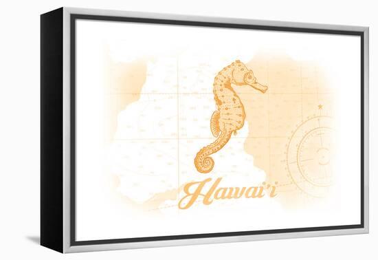 Hawaii - Seahorse - Yellow - Coastal Icon-Lantern Press-Framed Stretched Canvas