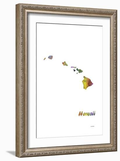 Hawaii State Map 1-Marlene Watson-Framed Giclee Print