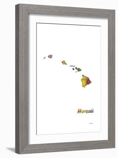 Hawaii State Map 1-Marlene Watson-Framed Giclee Print