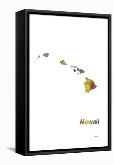 Hawaii State Map 1-Marlene Watson-Framed Premier Image Canvas