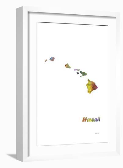 Hawaii State Map 1-Marlene Watson-Framed Premium Giclee Print