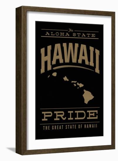 Hawaii State Pride - Gold on Black-Lantern Press-Framed Art Print