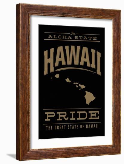 Hawaii State Pride - Gold on Black-Lantern Press-Framed Art Print