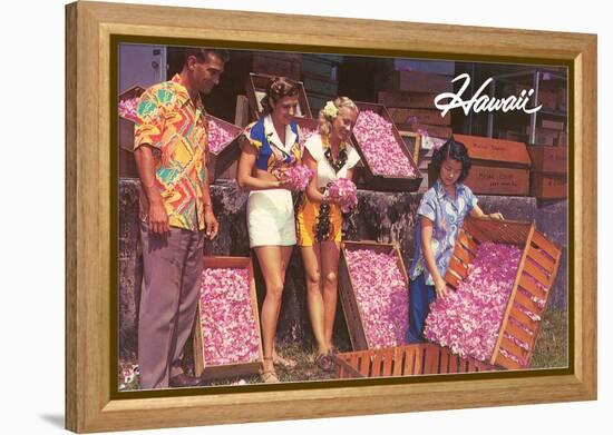 Hawaii, Tourists with Boxes of Blossoms-null-Framed Stretched Canvas