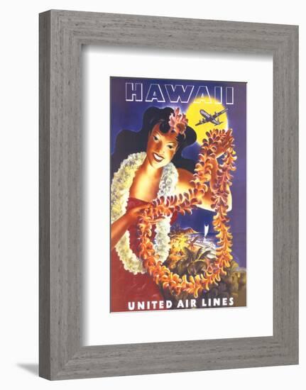 Hawaii, United Air Lines-null-Framed Premium Giclee Print