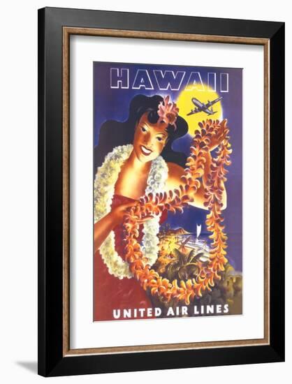 Hawaii, United Air Lines-null-Framed Premium Giclee Print