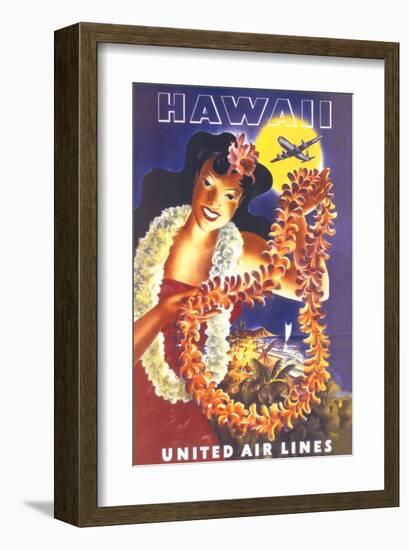 Hawaii, United Air Lines-null-Framed Premium Giclee Print