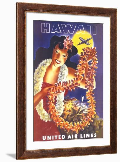 Hawaii, United Air Lines-null-Framed Premium Giclee Print