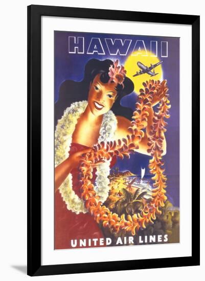 Hawaii, United Air Lines-null-Framed Premium Giclee Print