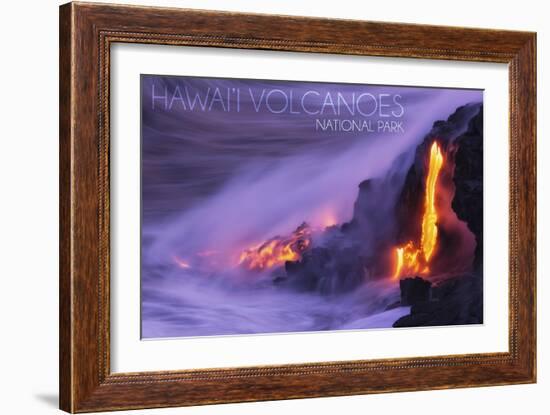 Hawaii Volcanoes National Park - Lava Flow-Lantern Press-Framed Art Print