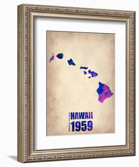 Hawaii Watercolor Map-NaxArt-Framed Art Print