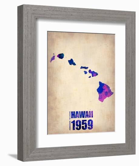 Hawaii Watercolor Map-NaxArt-Framed Art Print
