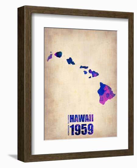 Hawaii Watercolor Map-NaxArt-Framed Art Print