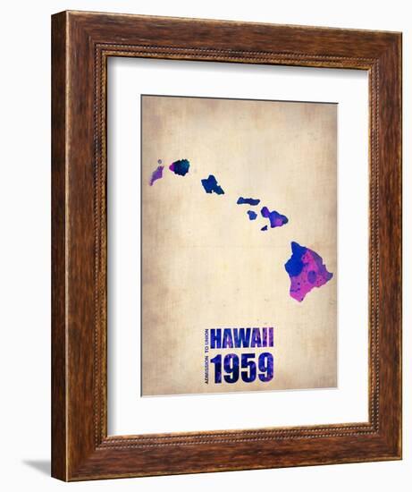 Hawaii Watercolor Map-NaxArt-Framed Art Print