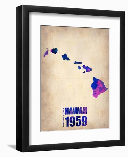 Hawaii Watercolor Map-NaxArt-Framed Art Print