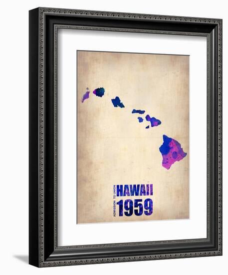 Hawaii Watercolor Map-NaxArt-Framed Art Print