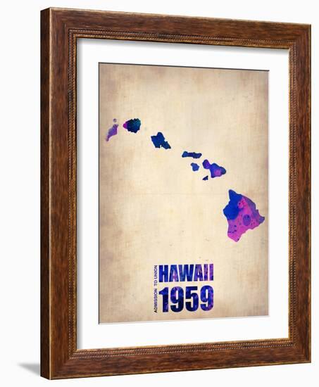 Hawaii Watercolor Map-NaxArt-Framed Art Print