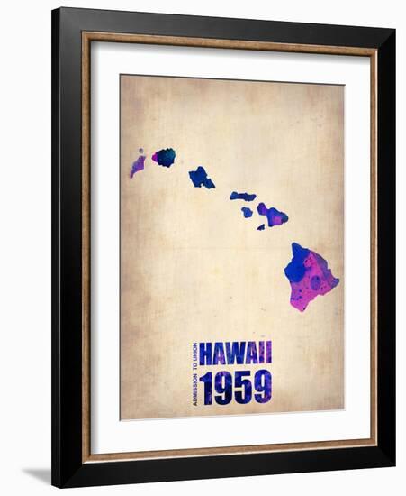 Hawaii Watercolor Map-NaxArt-Framed Art Print