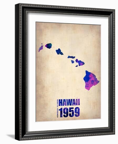 Hawaii Watercolor Map-NaxArt-Framed Art Print