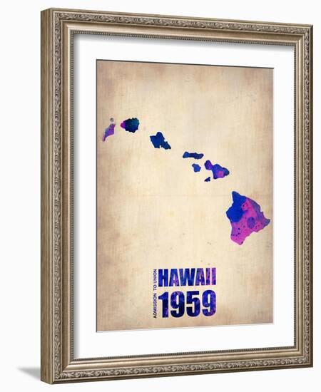 Hawaii Watercolor Map-NaxArt-Framed Art Print