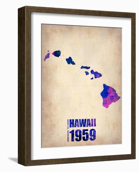 Hawaii Watercolor Map-NaxArt-Framed Art Print