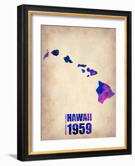 Hawaii Watercolor Map-NaxArt-Framed Art Print