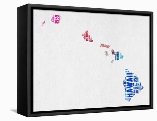 Hawaii Watercolor Word Cloud-NaxArt-Framed Stretched Canvas